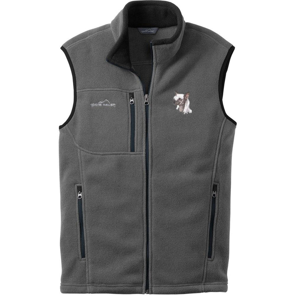 Embroidered Mens Fleece Vests Gray 3X Large Chinese Crested D140