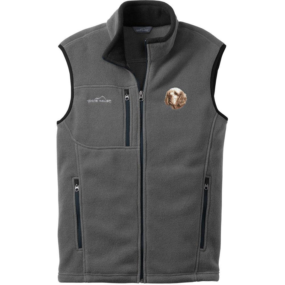 Embroidered Mens Fleece Vests Gray 3X Large Clumber Spaniel D46