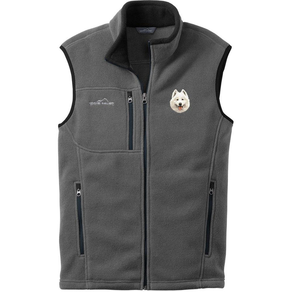 Embroidered Mens Fleece Vests Gray 3X Large Samoyed D62