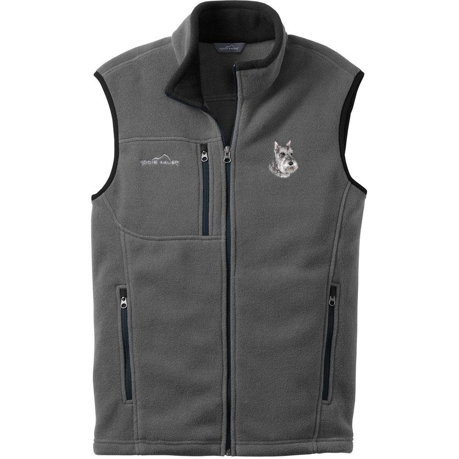 Embroidered Mens Fleece Vests Gray 3X Large Schnauzer D133