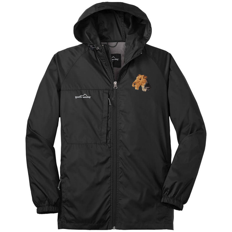 Airedale Terrier Embroidered Mens Eddie Bauer Packable Wind Jacket