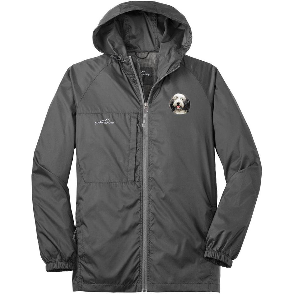 Embroidered Mens Eddie Bauer Packable Wind Jacket Black Cherry 3X-Large Bearded Collie D37