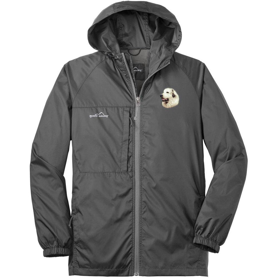 Embroidered Mens Eddie Bauer Packable Wind Jacket Black Cherry 3X-Large Great Pyrenees D27