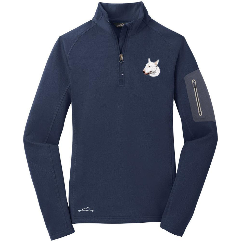 Embroidered Eddie Bauer Ladies Half Zip Performance Fleece Navy 2X-Large Bull Terrier D88