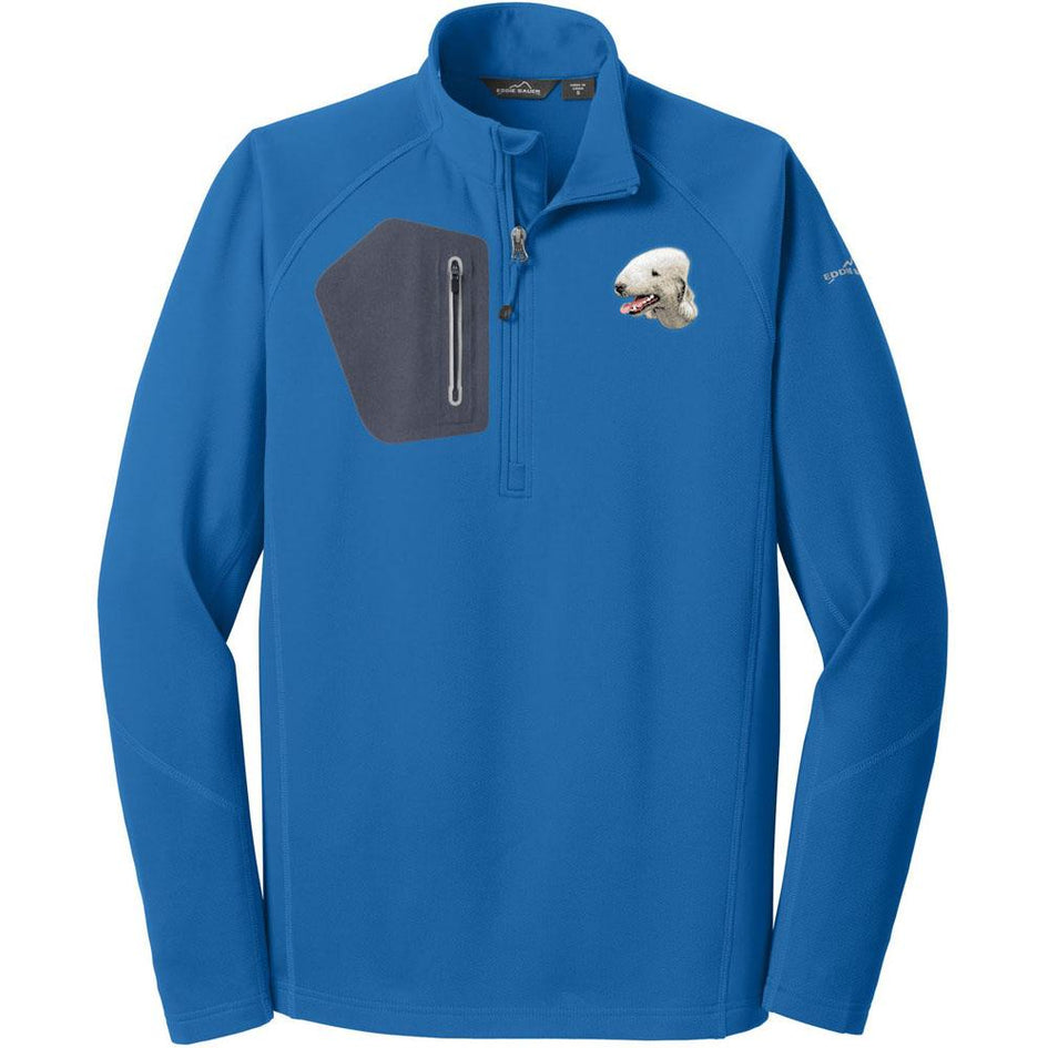 Embroidered Eddie Bauer Mens Half Zip Performance Fleece Cobalt Blue 2X-Large Bedlington Terrier D35