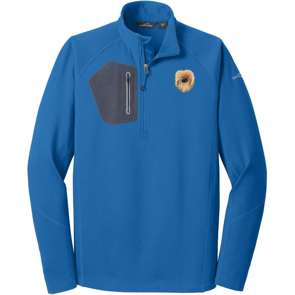 Embroidered Eddie Bauer Mens Half Zip Performance Fleece Cobalt Blue 2X-Large Pekingese DV373