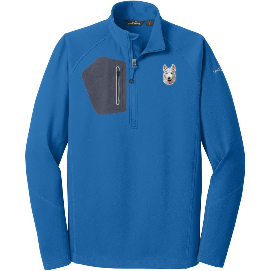 Eddie Bauer Fleece Pullover Shirt Jacket Mens M 1/4 Zip Blue