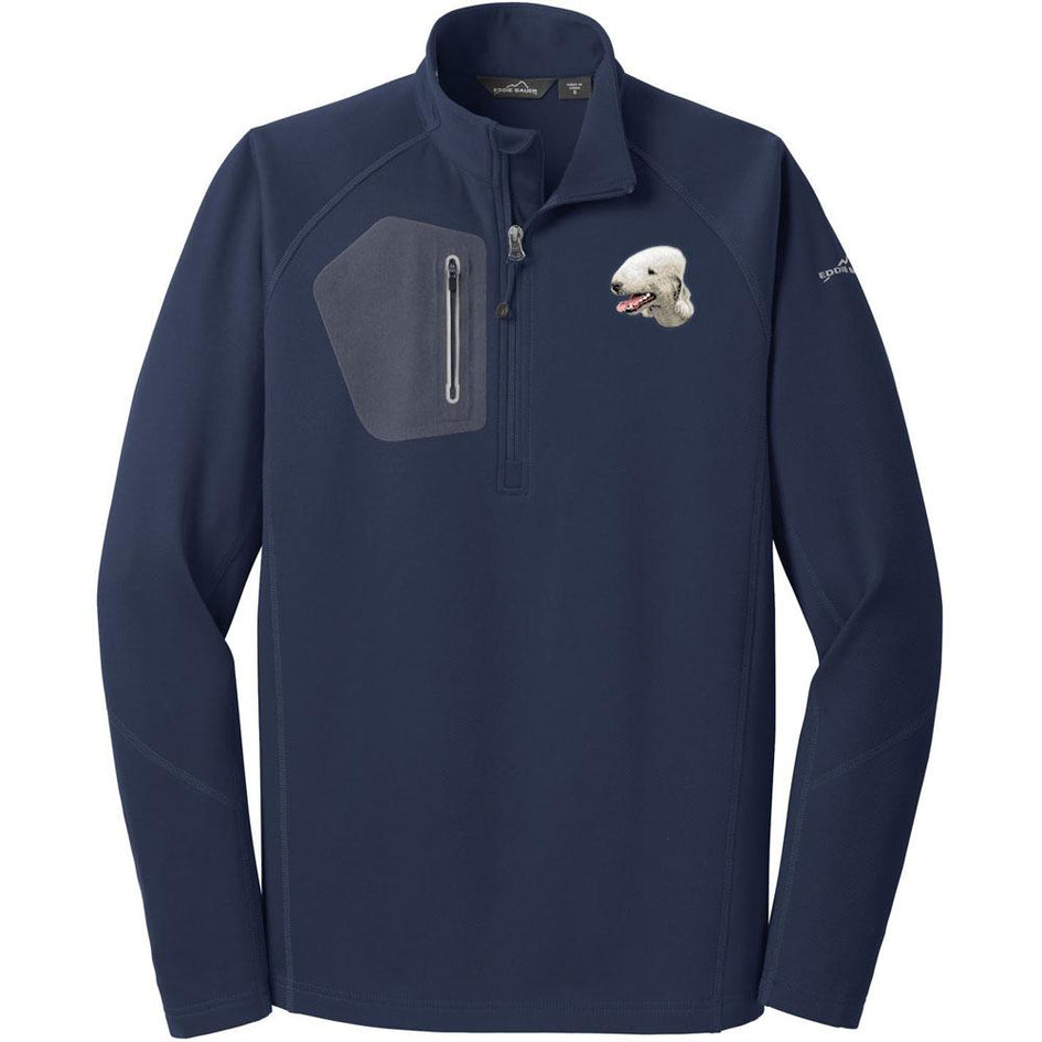 Embroidered Eddie Bauer Mens Half Zip Performance Fleece Navy 2X-Large Bedlington Terrier D35