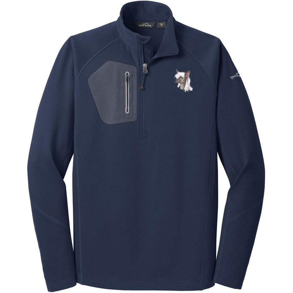 Embroidered Eddie Bauer Mens Half Zip Performance Fleece Navy 2X-Large Chinese Crested D140