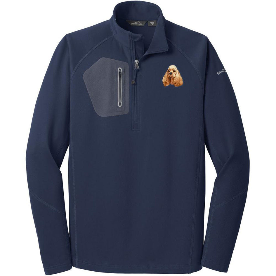 Embroidered Eddie Bauer Mens Half Zip Performance Fleece Navy 2X-Large Cocker Spaniel D20