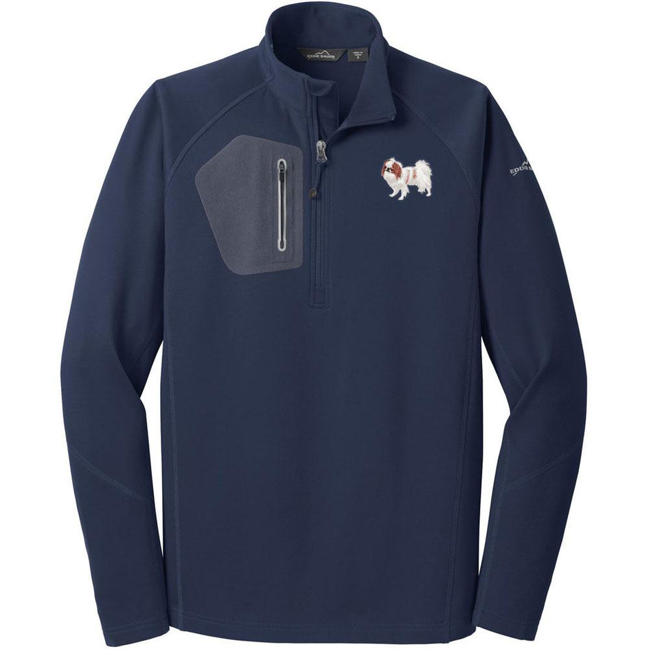 Embroidered Eddie Bauer Mens Half Zip Performance Fleece Navy 2X-Large Japanese Chin DV213