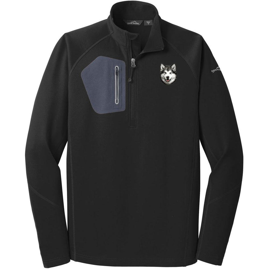 Embroidered Eddie Bauer Mens Half Zip Performance Fleece Black 2X-Large Alaskan Malamute D33