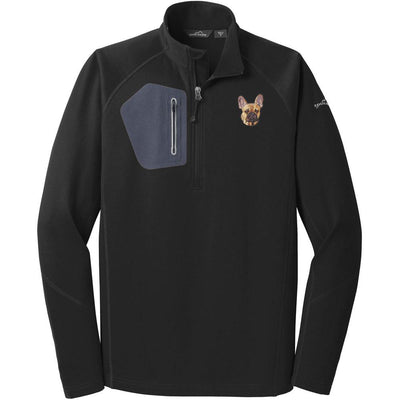 French Bulldog Embroidered Eddie Bauer Mens Half Zip Performance Fleece