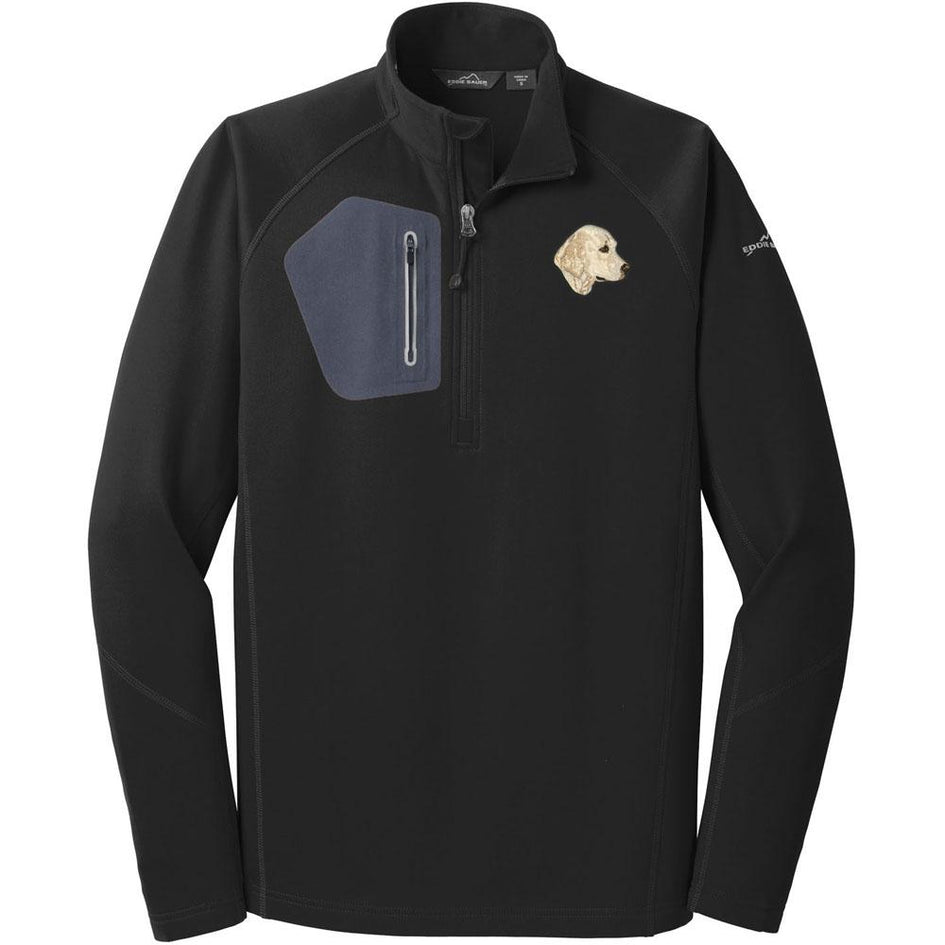 Embroidered Eddie Bauer Mens Half Zip Performance Fleece Black 2X-Large Golden Retriever DJ484