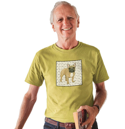 Fawn French Bulldog Love Text - Adult Unisex T-Shirt