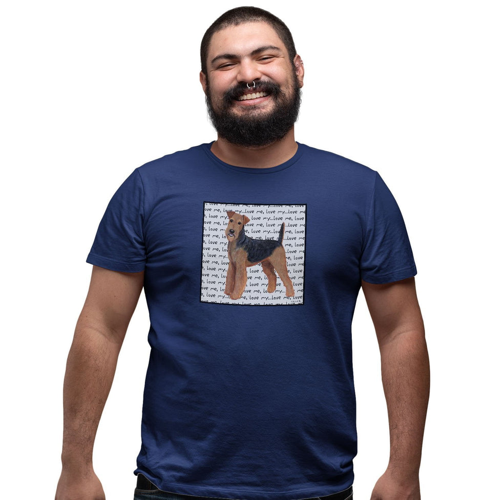 Airedale Terrier Love Text - Adult Unisex T-Shirt