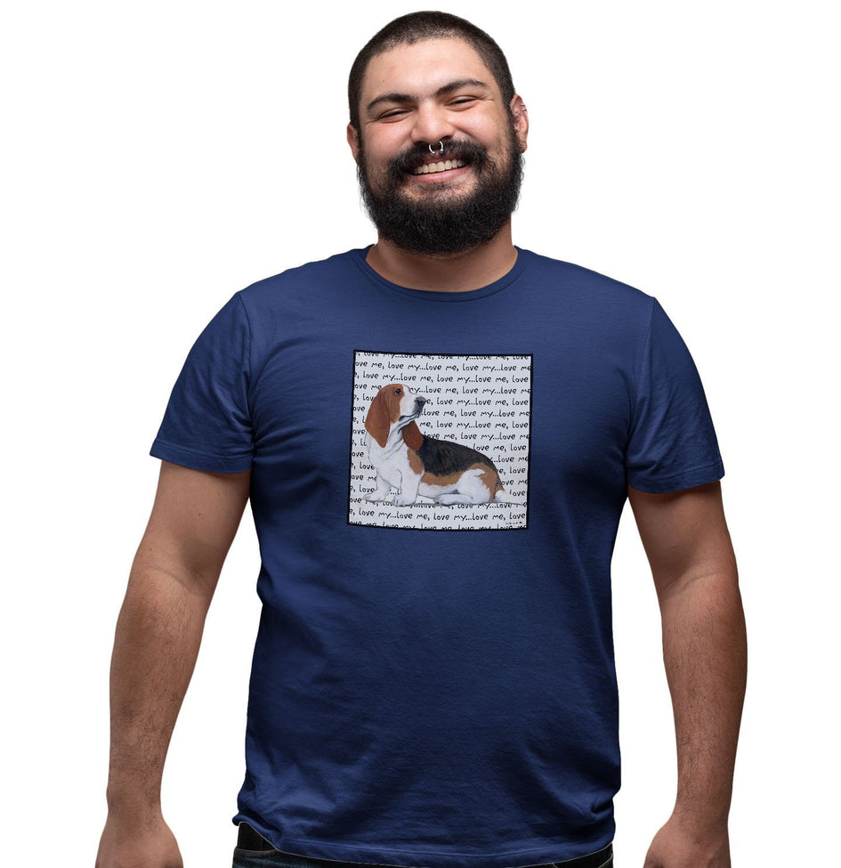 Basset Hound Love Text - Adult Unisex T-Shirt