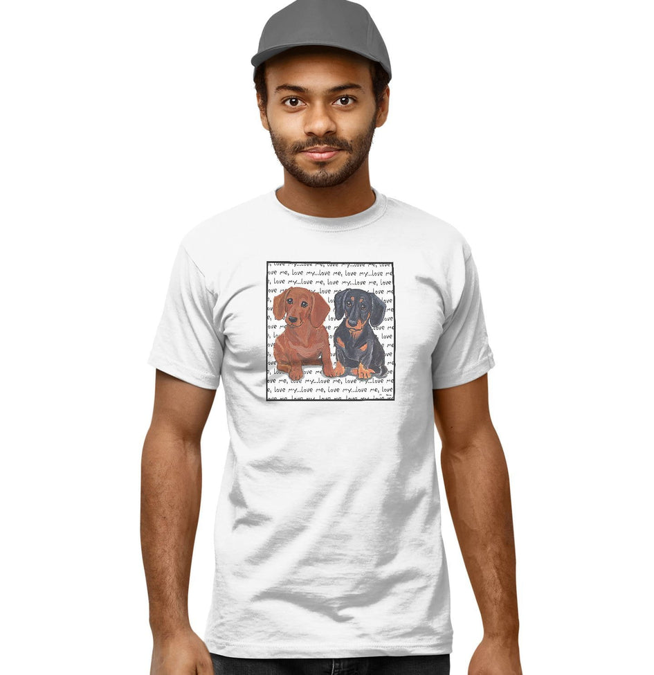Dachshund Love Text - Adult Unisex T-Shirt