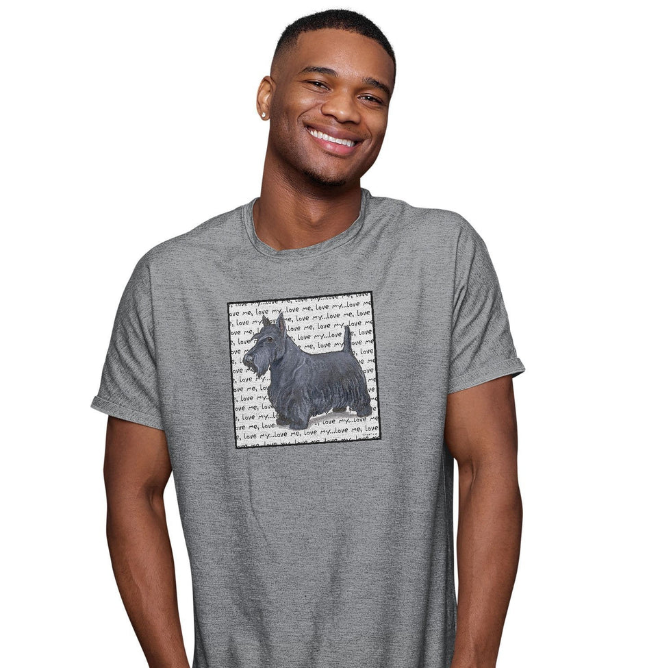 Scottish Terrier Love Text - Adult Unisex T-Shirt
