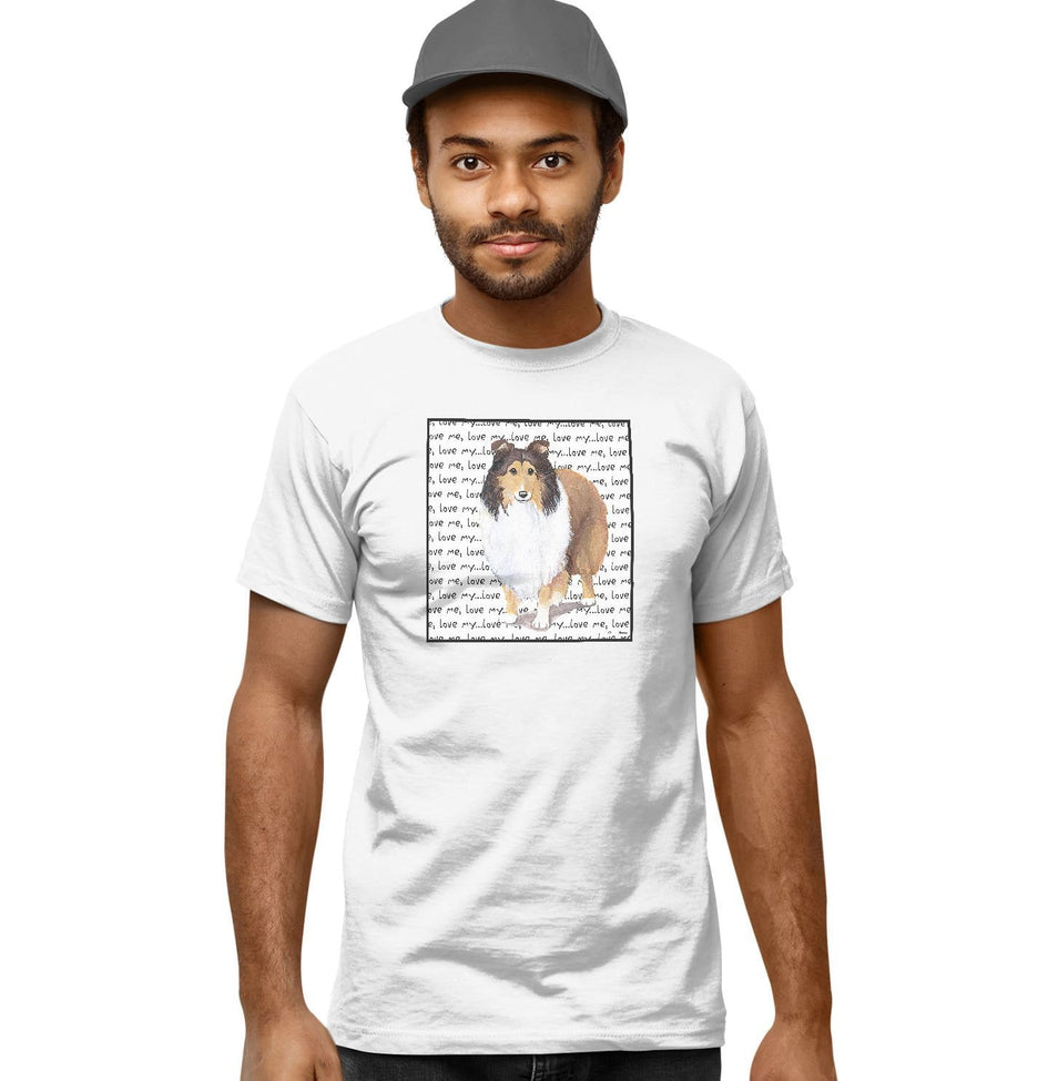 Shetland Sheepdog Love Text - Adult Unisex T-Shirt