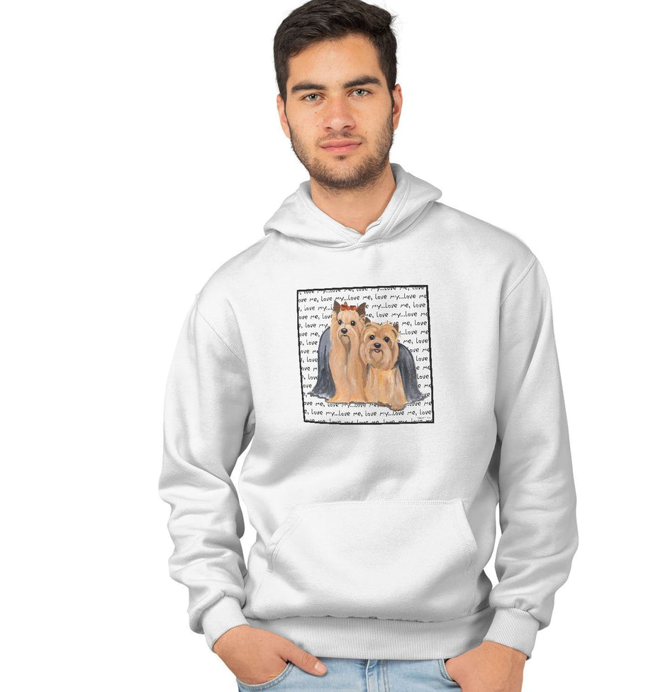 Yorkshire Terrier Love Text - Adult Unisex Hoodie Sweatshirt