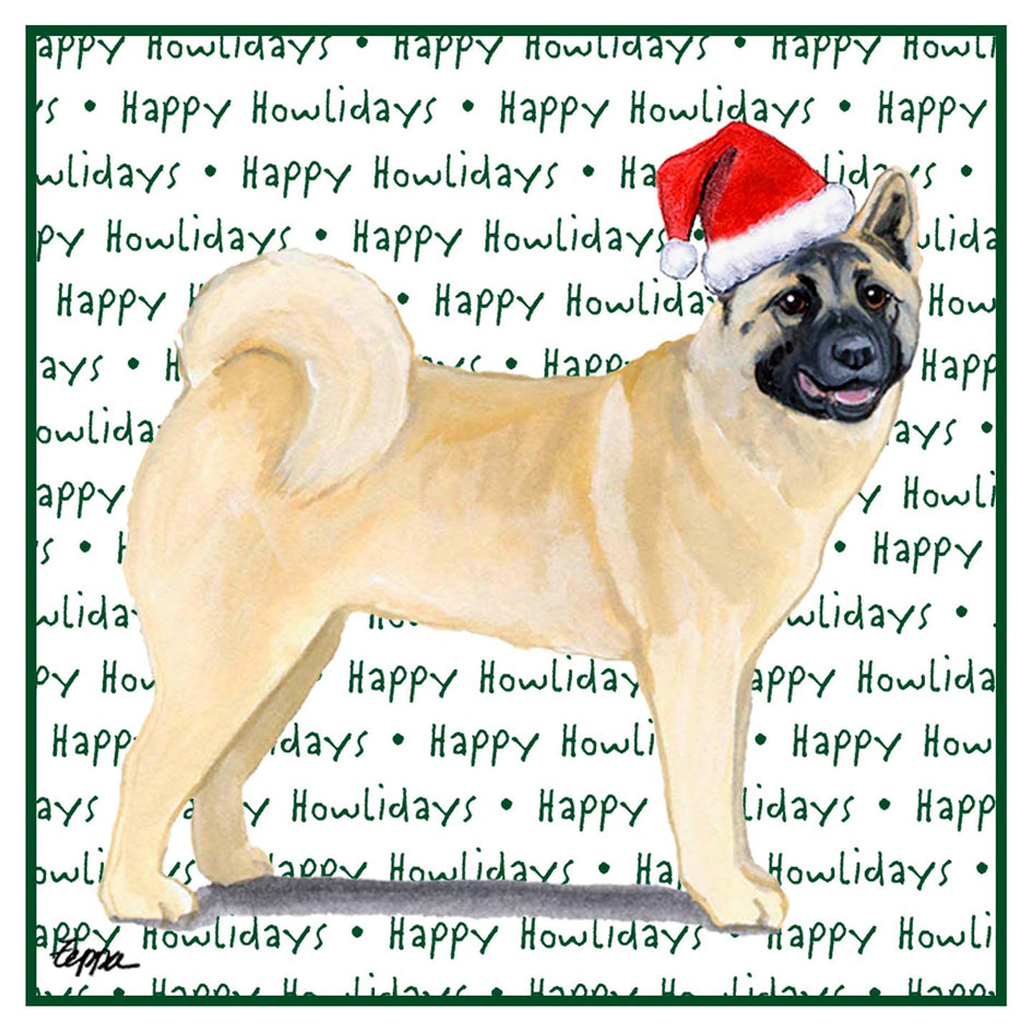 Akita Happy Howlidays Text - Women's V-Neck T-Shirt