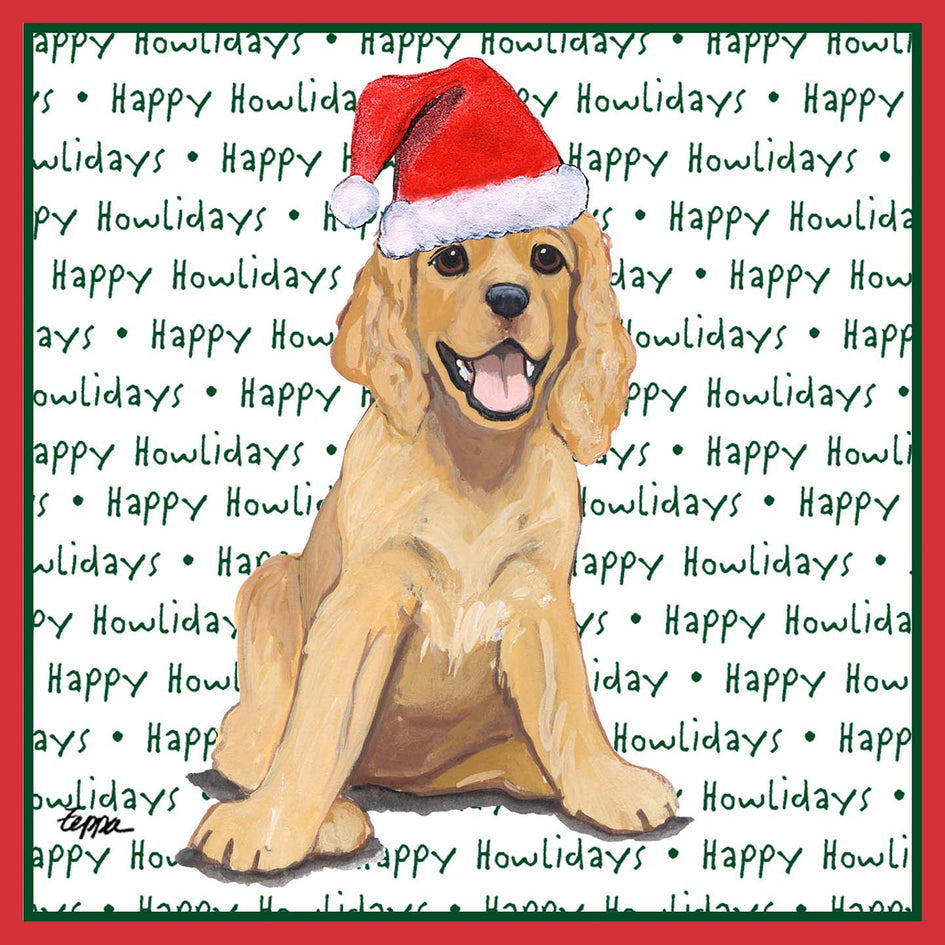 Cocker Spaniel Puppy Happy Howlidays Text - Adult Unisex Long Sleeve T-Shirt