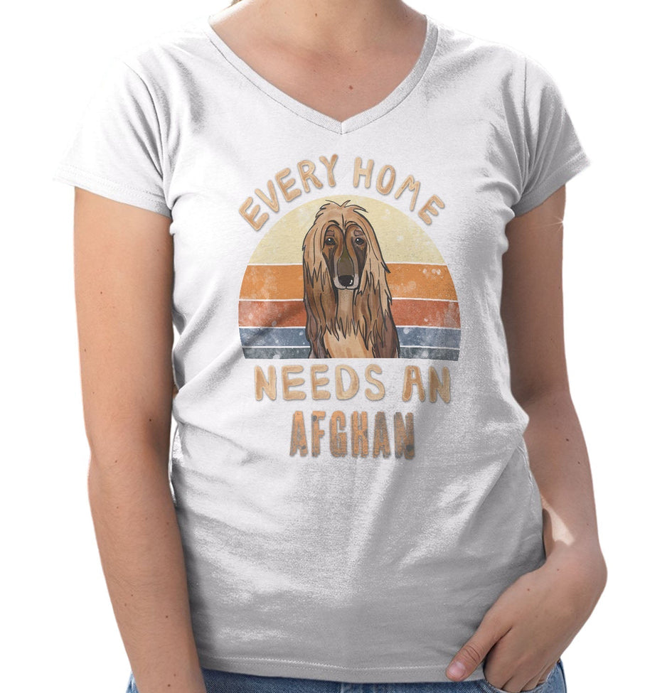 Every Home Needs a AfghanHound - Women's V-Neck T-Shirt