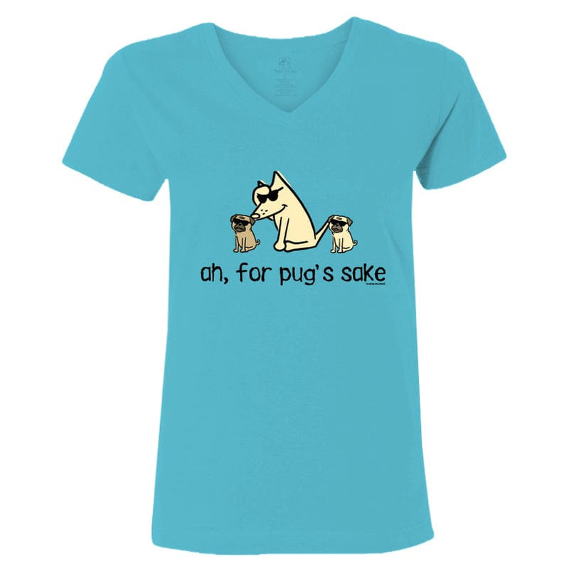 Ah, For Pug's Sake - Ladies T-Shirt V-Neck