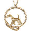 Airedale Terrier Solid 14K Gold  Leash Pendant