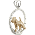 Airedale Terrier Solid 14K Gold  in Sterling Silver Leash Pendant