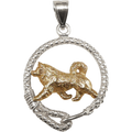 Alaskan Malamute Solid 14K Gold in Sterling Silver Leash Pendant