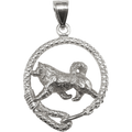 Alaskan Malamute in Solid Sterling Silver Leash Pendant
