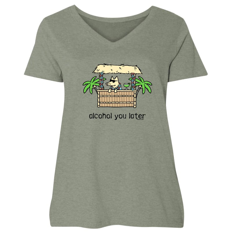 Alcohol You Later - Ladies Curvy V-Neck Tee