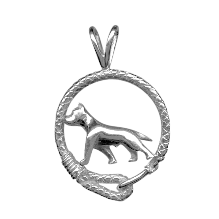 American Staffordshire Terrier in Solid Sterling Silver Leash Pendant