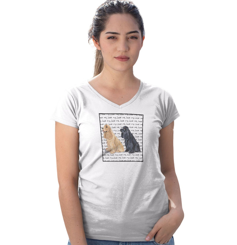 Cocker Spaniel Love Text - Women's V-Neck T-Shirt