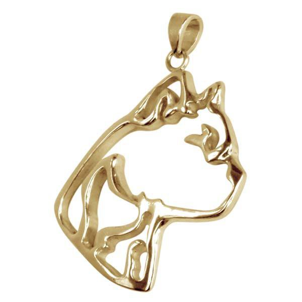 American Staffordshire Terrier 14K Gold Cut Out Pendant