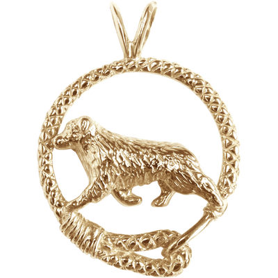 Australian Shepherd Solid 14K Gold  Leash Pendant