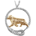 Australian Shepherd Solid 14K Gold in Sterling Silver Leash Pendant