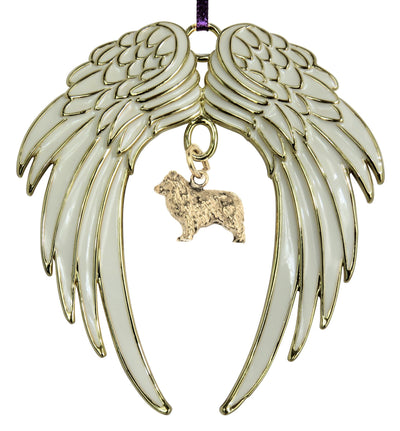 Australian Shepherd Gold Plated Holiday Angel Wing Ornament