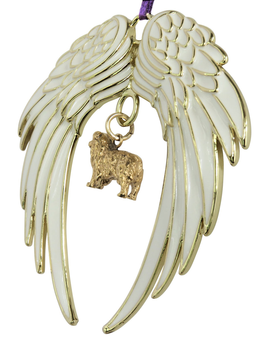 Australian Shepherd Gold Plated Holiday Angel Wing Ornament