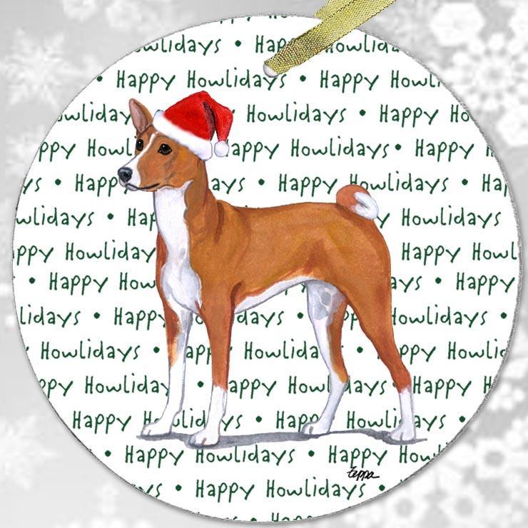 Basenji "Happy Howlidays" Ornament