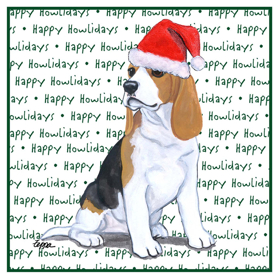Beagle Puppy Happy Howlidays Text - Women's V-Neck T-Shirt