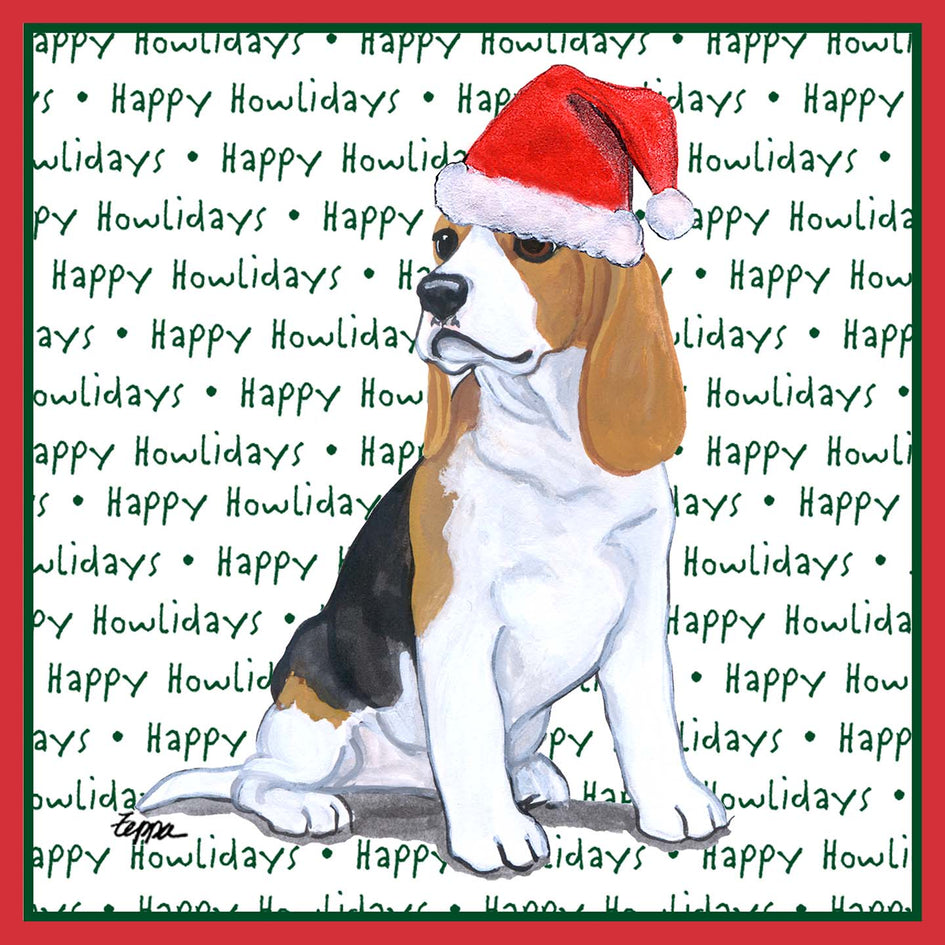 Beagle Puppy Happy Howlidays Text - Adult Unisex T-Shirt