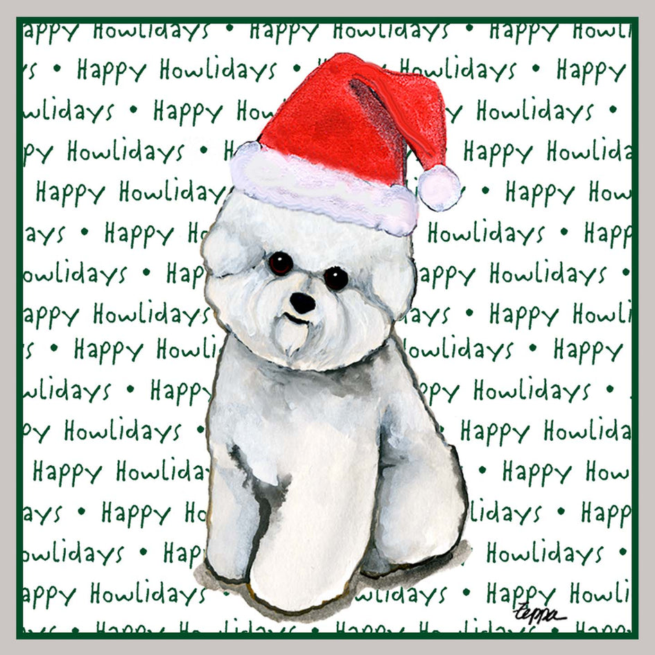 Bichon Frise Happy Howlidays Text - Adult Unisex Crewneck Sweatshirt