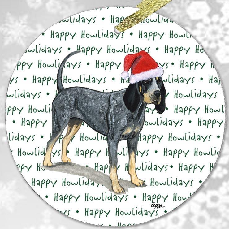 Bluetick Coonhound "Happy Howlidays" Ornament