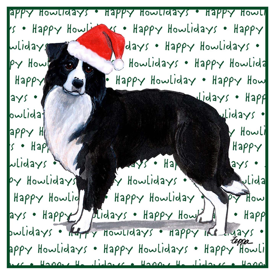 Border Collie Happy Howlidays Text - Women's V-Neck T-Shirt