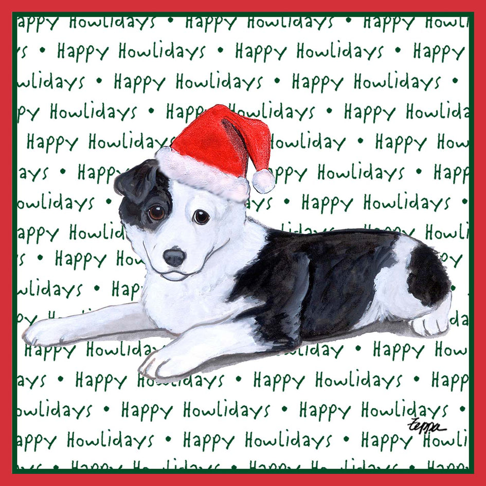 Border Collie Puppy Happy Howlidays Text - Adult Unisex T-Shirt