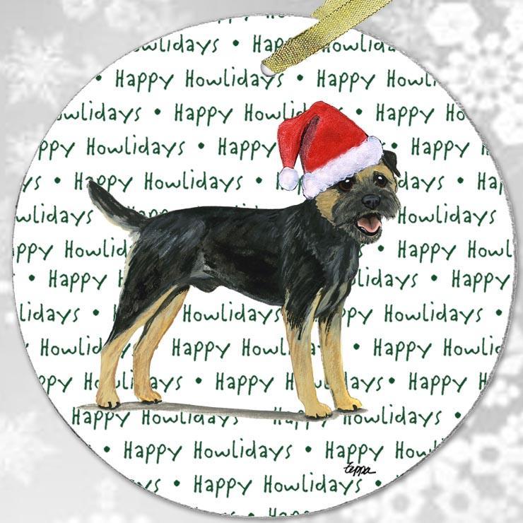 Border Terrier, Black and Tan "Happy Howlidays" Ornament