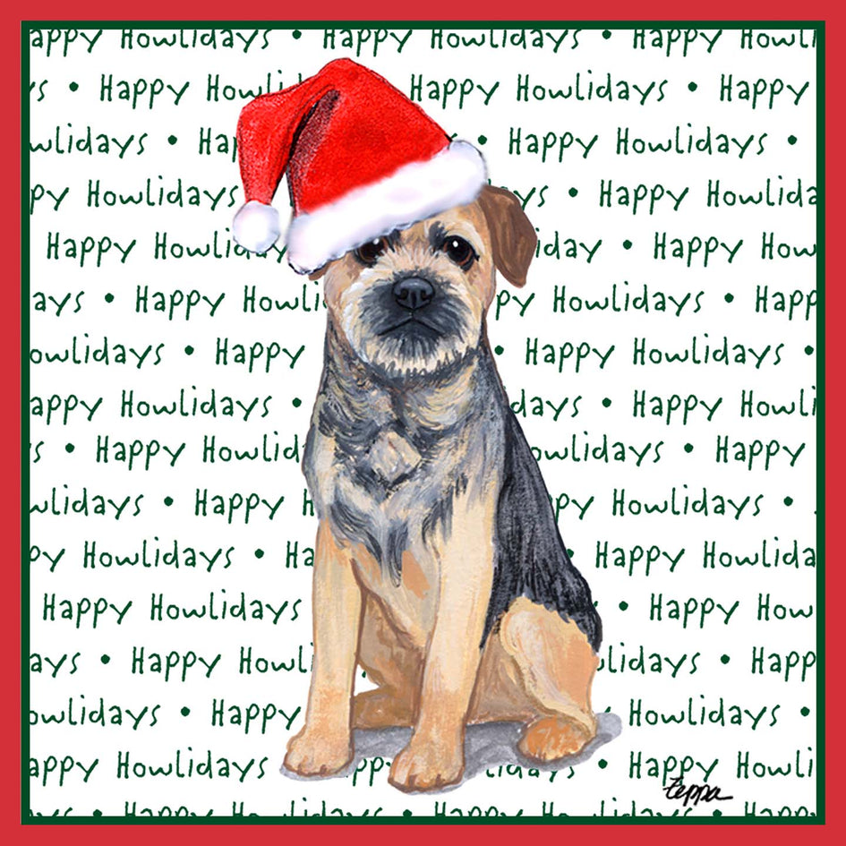 Border Terrier Happy Howlidays Text - Adult Unisex T-Shirt